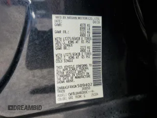 2016 Nissan Titan SL z VIN 1N6BA1F4XGN509402, wystawiony jako Copart lot #52410795 z przebiegiem 37 421 mil mil oraz Szkoda całkowita • Salvage title. Historia ofert i sprzedaży dostępna na DreamBid. Obrazek 12.