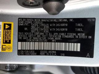2019 Toyota Highlander SE with VIN 5TDKZRFH9KS557280, listed as a Copart auction lot 55094585 with 84,050 mi miles and Salvage title. Bid and sale history available at DreamBid. Image 12.
