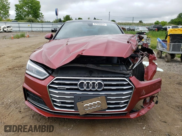 2018 Audi A5 Sportback Premium Plus with VIN WAUENCF54JA006730, listed as a Copart auction lot 57540973 with 87,756 mi miles. Bid and sale history available at carsss.com. Image 5.