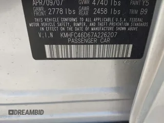 2007 Hyundai Azera GLS with VIN KMHFC46D67A226207, listed as a IAAI auction lot 41526623 with 123,066 mi miles and . Bid and sale history available at DreamBid. Image 9.