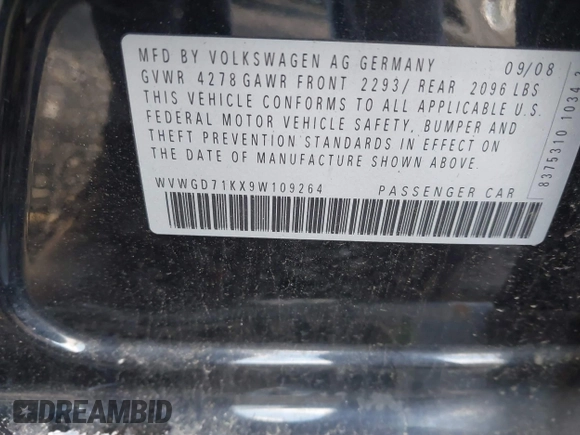 2009 Volkswagen GTI с VIN WVWGD71KX9W109264, выставлен на аукционе IAAI как лот 42142129 с пробегом Не указан миль и . История ставок и продаж доступна на DreamBid. Изображение 9.
