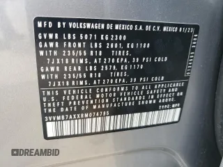2024 Volkswagen Tiguan SE with VIN 3VVMB7AXXRM074795, listed as a Copart auction lot 58084575 with 17,852 mi miles and Salvage title. Bid and sale history available at DreamBid. Image 13.
