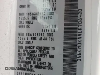 2020 Nissan NV200 SV with VIN 3N6CM0KN4LK708420, listed as a Copart auction lot 58688575 with 102,255 mi miles and Salvage title. Bid and sale history available at DreamBid. Image 13.