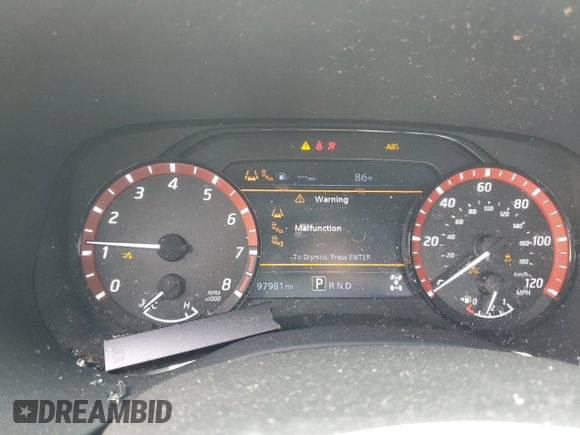 2023 Nissan Frontier Pro-4X with VIN 1N6ED1EK0PN617872, listed as a Copart auction lot 57125435 with 97,981 mi miles and Salvage title. Bid and sale history available at DreamBid. Image 9.