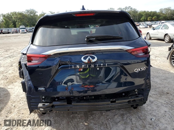 2021 Infiniti QX50 SENSORY with VIN 3PCAJ5CB3MF120474, listed as a Copart auction lot 79601944 with 17,395 mi miles and Salvage Title. Bid and sale history available at carsss.com. Image 6.