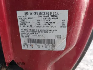 2003 Ford F-250 XL с VIN 1FTNX21P93EC92473, выставлен на аукционе IAAI как лот 41801195 с пробегом Не указан миль и . История ставок и продаж доступна на DreamBid. Изображение 9.