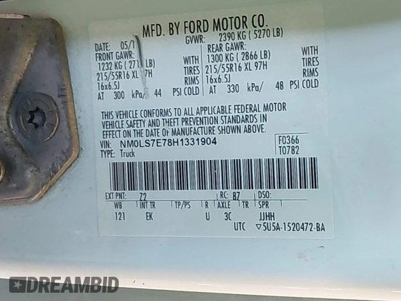 2017 Ford Transit Connect XL с VIN NM0LS7E78H1331904, выставлен на аукционе IAAI как лот 41721005 с пробегом 80 852 миль миль и . История ставок и продаж доступна на DreamBid. Изображение 9.