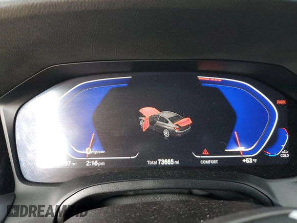 2019 BMW 3 Series 330i xDrive with VIN WBA5R7C59KFH30291, listed as a Copart auction lot 47640295 with 73,665 mi miles and Salvage Title. Bid and sale history available at carsss.com. Image 9.