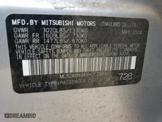 2024 Mitsubishi Mirage ES with VIN ML32AUHJ4RH012583, listed as a Copart auction lot 53986205 with 17,070 mi miles and Clean Title. Bid and sale history available at carsss.com. Image 12.
