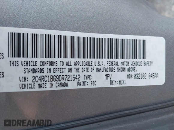 2013 Chrysler Town & Country Touring with VIN 2C4RC1BG9DR721542, listed as a IAAI auction lot 41845146 with 269,088 mi miles. Bid and sale history available at carsss.com. Image 9.