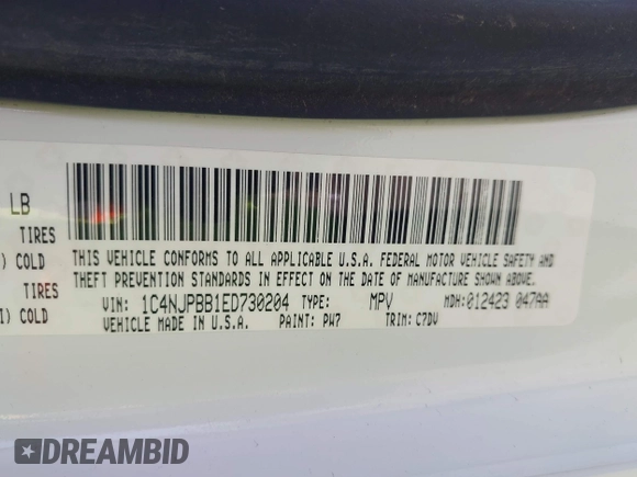 2014 Jeep Patriot Sport with VIN 1C4NJPBB1ED730204, listed as a IAAI auction lot 42498489 with 118,037 mi miles and . Bid and sale history available at DreamBid. Image 9.
