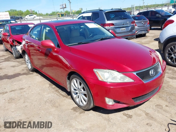 2007 Lexus IS with VIN JTHBK262375027213, listed as a IAAI auction lot 42049349 with 247,534 mi miles. Bid and sale history available at carsss.com. Image 1.