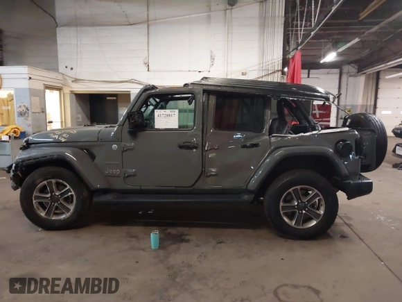 2022 Jeep Wrangler Unlimited Sahara with VIN 1C4HJXENXNW251089, listed as a IAAI auction lot 41728817 with 48,438 mi miles and . Bid and sale history available at DreamBid. Image 14.