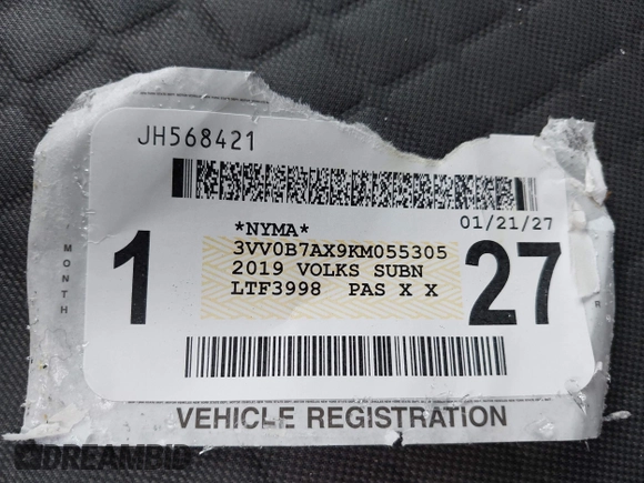 2019 Volkswagen Tiguan S z VIN 3VV0B7AX9KM055305, wystawiony jako IAAI lot #42160128 z przebiegiem 67 826 mil mil oraz . Historia ofert i sprzedaży dostępna na DreamBid. Obrazek 16.