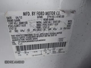2013 Ford Explorer with VIN 1FM5K8B88DGA46900, listed as a IAAI auction lot 40070719 with Not Provided miles and . Bid and sale history available at carsss.com. Image 9.