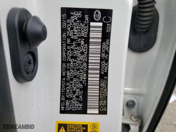 2015 Lexus ES 300h Hybrid with VIN JTHBW1GG8F2094334, listed as a Copart auction lot 47970575 with 122,768 mi miles and Salvage Title. Bid and sale history available at carsss.com. Image 12.