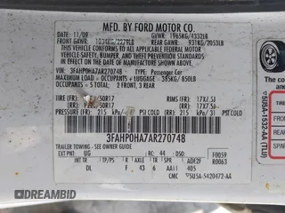 2010 Ford Fusion SE with VIN 3FAHP0HA7AR270748, listed as a IAAI auction lot 42181916 with 228,661 mi miles and . Bid and sale history available at carsss.com. Image 9.
