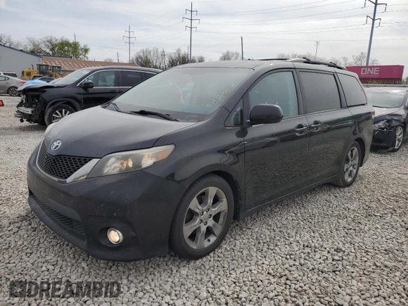 2012 Toyota Sienna SE with VIN 5TDXK3DC5CS255050, listed as a Copart auction lot 53136475 with 182,694 mi miles and Salvage title. Bid and sale history available at DreamBid. Image 1.