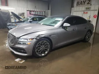 2021 Genesis G80 2.5T with VIN KMTGB4SC0MU044619, listed as a Copart auction lot 80350164 with 26,297 mi miles and Salvage Title. Bid and sale history available at carsss.com. Image 1.