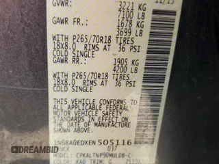 2014 Nissan Titan SV with VIN 1N6BA0EDXEN505116, listed as a Copart auction lot 59615845 with 132,319 mi miles and Salvage title. Bid and sale history available at DreamBid. Image 12.