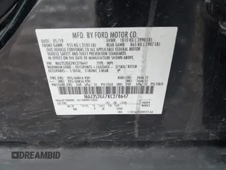 2019 Ford EcoSport SE with VIN MAJ3S2GE7KC278647, listed as a IAAI auction lot 41739717 with 108,935 mi miles and . Bid and sale history available at DreamBid. Image 9.
