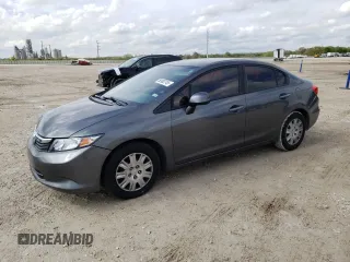2012 Honda Civic LX z VIN 2HGFB2F54CH595617, wystawiony jako Copart lot #50902745 z przebiegiem 209 347 mil mil oraz Szkoda całkowita • Salvage title. Historia ofert i sprzedaży dostępna na DreamBid. Obrazek 1.