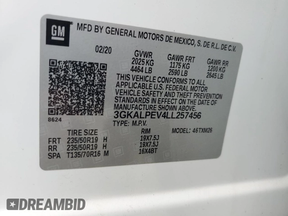 2020 GMC Terrain SLT с VIN 3GKALPEV4LL257456, выставлен на аукционе Copart как лот 55268455 с пробегом 125 768 миль миль и Списание • Salvage title. История ставок и продаж доступна на DreamBid. Изображение 14.