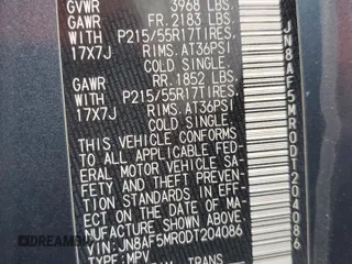 2013 Nissan Juke SV with VIN JN8AF5MR0DT204086, listed as a Copart auction lot 50861785 with 129,735 mi miles and Non Repairable. Bid and sale history available at carsss.com. Image 12.