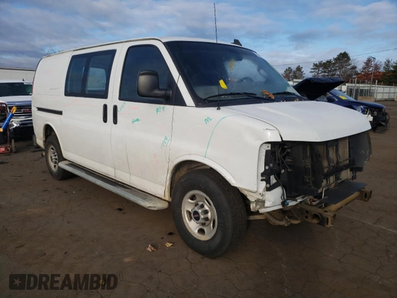 2019 GMC Savana Cargo z VIN 1GTW7AFG4K1335887, wystawiony jako Copart lot #88017165 z przebiegiem Nie podano mil oraz Szkody całkowita. Historia ofert i sprzedaży dostępna na DreamBid. Obrazek 4.