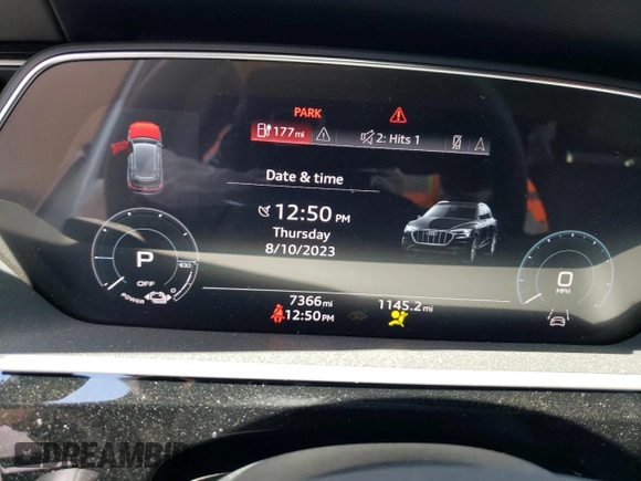 2023 Audi e-tron Chronos with VIN WA1VABGE3PB007985, listed as a Copart auction lot 63577913 with 7,366 mi miles and . Bid and sale history available at DreamBid. Image 9.