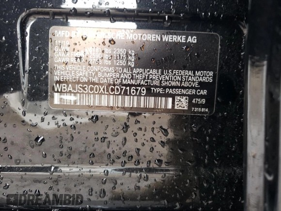 2020 BMW 5 Series 540i xDrive с VIN WBAJS3C0XLCD71679, выставлен на аукционе Copart как лот 83880994 с пробегом 52 092 миль миль и Списание • Salvage title. История ставок и продаж доступна на DreamBid. Изображение 13.