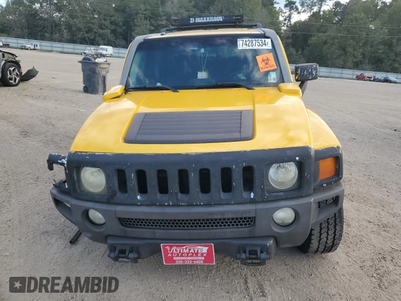 2007 Hummer H3 SUV with VIN 5GTDN13EX78147544, listed as a Copart auction lot 74287534 with 0 mi miles and Salvage Title. Bid and sale history available at carsss.com. Image 5.
