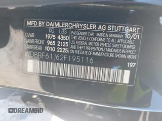 2002 Mercedes-Benz C 230/260/280/320 with VIN WDBRF61J62F195116, listed as a IAAI auction lot 42253120 with 128,492 mi miles and . Bid and sale history available at DreamBid. Image 9.
