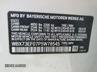 2023 BMW X1 xDrive28i z VIN WBX73EF07P5W78545, wystawiony jako Copart lot #54510885 z przebiegiem 15 197 mil mil oraz Szkoda całkowita • Salvage title. Historia ofert i sprzedaży dostępna na DreamBid. Obrazek 13.