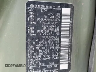 2009 Nissan Cube S z VIN JN8AZ28RX9T116640, wystawiony jako Copart lot #53542745 z przebiegiem 66 033 mil mil oraz Szkoda całkowita • Salvage title. Historia ofert i sprzedaży dostępna na DreamBid. Obrazek 13.