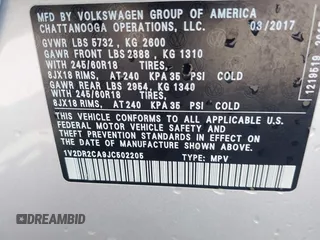 2018 Volkswagen Atlas SE с VIN 1V2DR2CA9JC502205, выставлен на аукционе IAAI как лот 41983821 с пробегом 99 618 миль миль и . История ставок и продаж доступна на DreamBid. Изображение 9.