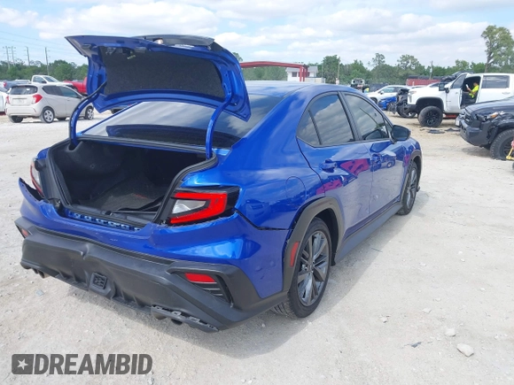 2022 Subaru WRX with VIN JF1VBAA60N9016362, listed as a IAAI auction lot 41633421 with 47,467 mi miles. Bid and sale history available at carsss.com. Image 4.