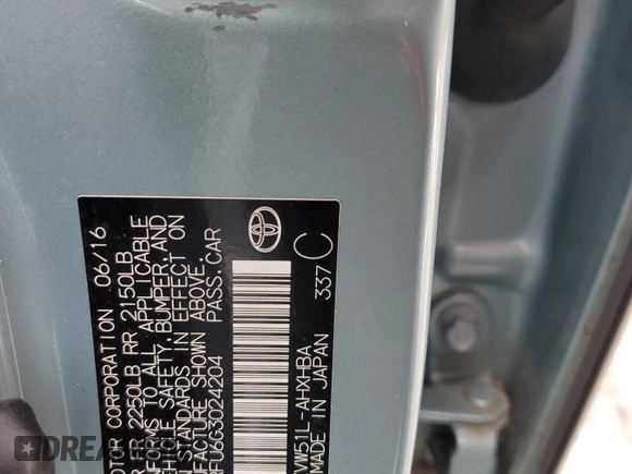 2016 Toyota Prius Four with VIN JTDKARFU6G3024204, listed as a Copart auction lot 43397655 with 0 mi miles and Salvage Title. Bid and sale history available at carsss.com. Image 13.
