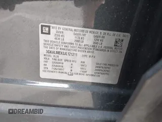 2018 GMC Terrain SLE with VIN 3GKALMEX0JL121211, listed as a IAAI auction lot 41780763 with 99,838 mi miles. Bid and sale history available at carsss.com. Image 9.