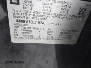 2017 GMC Acadia SLT z VIN 1GKKNVLS8HZ135548, wystawiony jako IAAI lot #42344002 z przebiegiem 98 569 mil mil oraz . Historia ofert i sprzedaży dostępna na DreamBid. Obrazek 9.