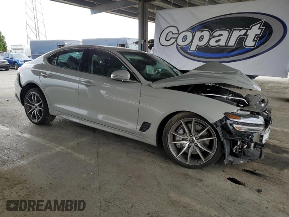 2025 Genesis G70 2.5T with VIN KMTG34SC6SU150874, listed as a Copart auction lot 54582345 with 9,410 mi miles and Salvage title. Bid and sale history available at DreamBid. Image 4.