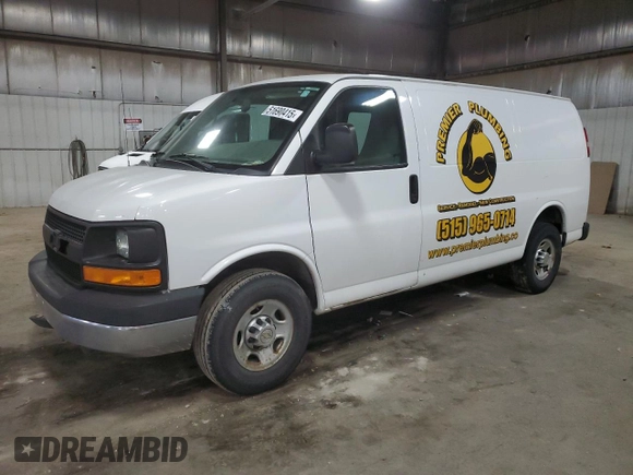 2014 Chevrolet Express Cargo with VIN 1GCWGFBA8E1125053, listed as a Copart auction lot 51690415 with 165,609 mi miles and Salvage title. Bid and sale history available at DreamBid. Image 1.