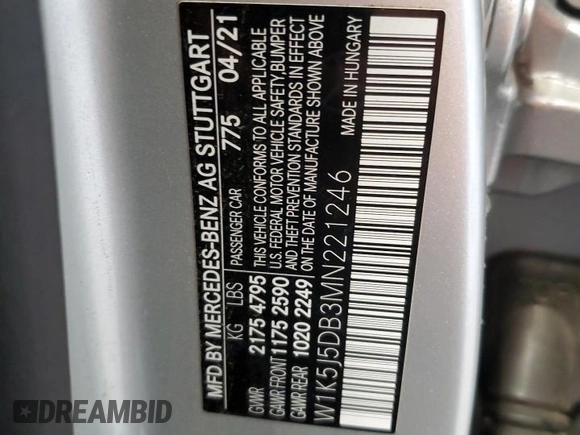 2021 Mercedes-Benz CLA 45 AMG z VIN W1K5J5DB3MN221246, wystawiony jako Copart lot #57943505 z przebiegiem 19 295 mil mil oraz Czysty tytuł • Clean title. Historia ofert i sprzedaży dostępna na DreamBid. Obrazek 12.