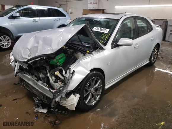 2008 Saab 9-3 Aero with VIN YS3FH46U281101009, listed as a Copart auction lot 43438955 with 110,411 mi miles and Salvage Title. Bid and sale history available at carsss.com. Image 1.