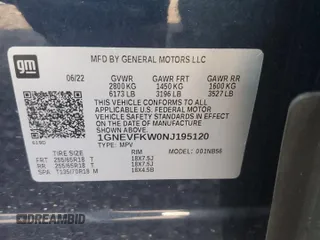 2022 Chevrolet Traverse LS with VIN 1GNEVFKW0NJ195120, listed as a Copart auction lot 69238944 with 33,335 mi miles and Salvage Title. Bid and sale history available at carsss.com. Image 13.