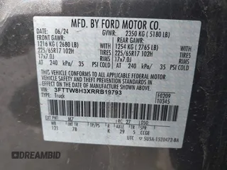 2024 Ford Maverick XLT with VIN 3FTTW8H3XRRB19793, listed as a IAAI auction lot 42074628 with 24,715 mi miles and . Bid and sale history available at carsss.com. Image 9.