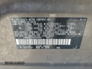 2010 Toyota RAV4 Limited with VIN JTMDK4DV4A5090847, listed as a Copart auction lot 64504025 with 157,836 mi miles and Salvage title. Bid and sale history available at DreamBid. Image 12.