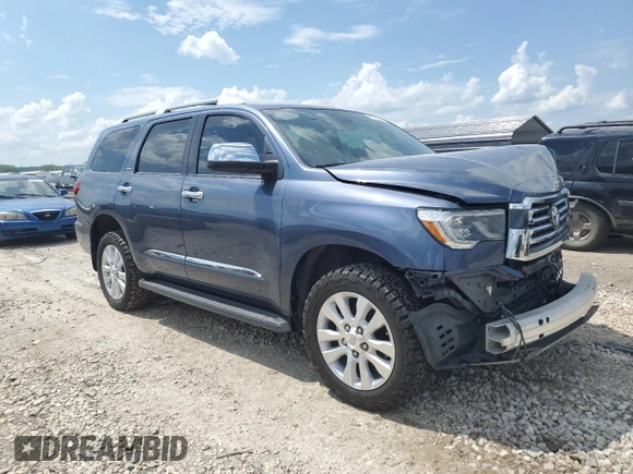 2018 Toyota Sequoia Platinum with VIN 5TDDY5G16JS159903, listed as a Copart auction lot 59853554 with 0 mi miles and Salvage Title. Bid and sale history available at carsss.com. Image 4.