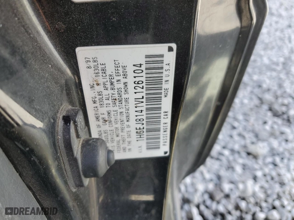1997 Honda Civic EX with VIN 1HGEJ8141VL126104, listed as a Copart auction lot 48980395 with 210,250 mi miles and Salvage Title. Bid and sale history available at carsss.com. Image 14.