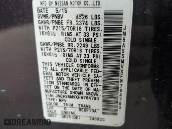 2015 Nissan Rogue S z VIN JN8AS5MVXFW764790, wystawiony jako Copart lot #51984045 z przebiegiem 126 664 mil mil oraz Tytuł czysty. Historia ofert i sprzedaży dostępna na DreamBid. Obrazek 13.